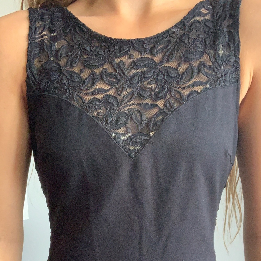 Black lace top dress.